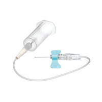 368653 Система однократного применения BD Vacutainer® с защитным механизмом Safety-Lok™ для взятия крови из труднодоступных вен в комплекте с держателем пробирок, 23G, 0.75", 12" (0,6х19мм, длина катетера 305 мм), люер-адаптер, голубые "крылышки", 25шт/уп.